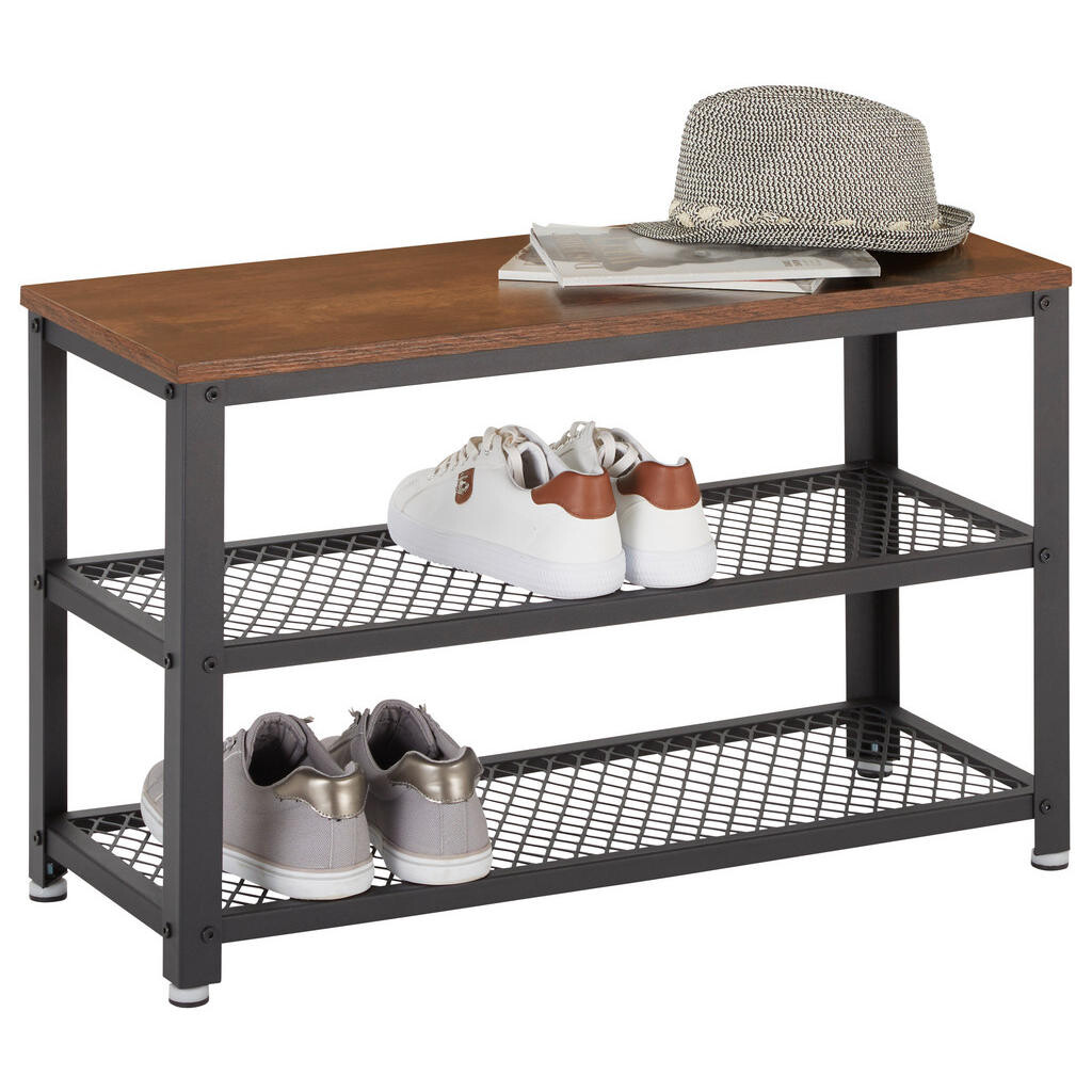 Carryhome REGÁL NA TOPÁNKY, prírodná farba, čierna, 73/45/30 cm