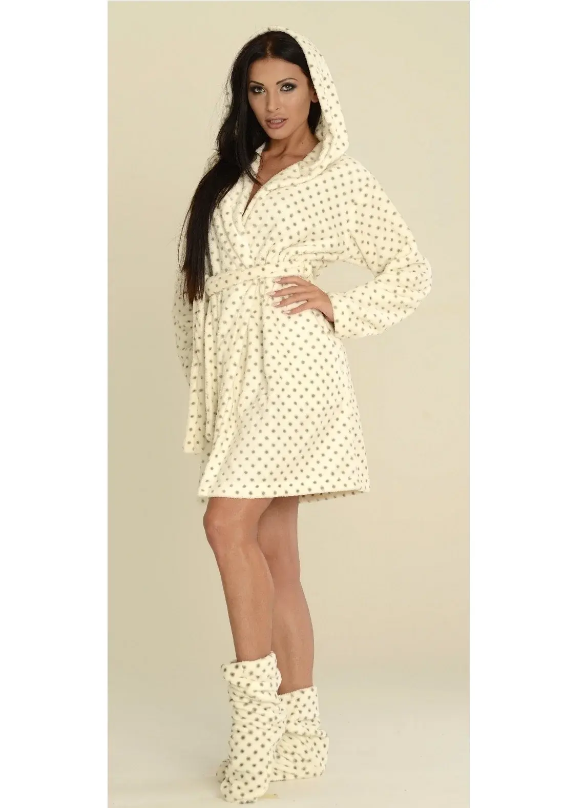 Dámsky župan DE LAFENSE Melanie 546 ecru tečky S