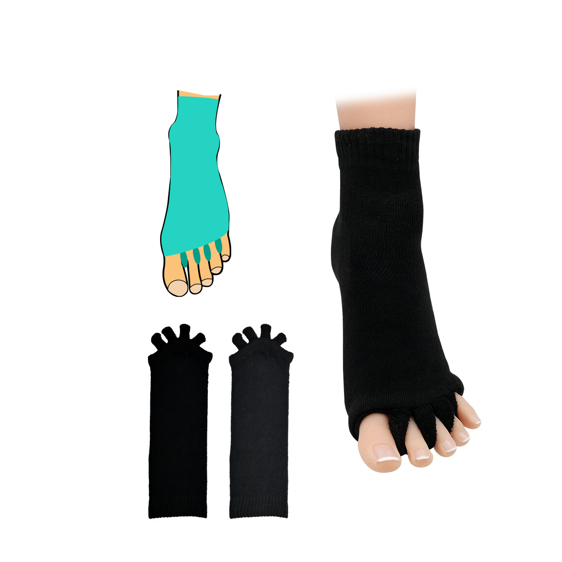 Ponožky na separáciu prstov HealMed - čierne,