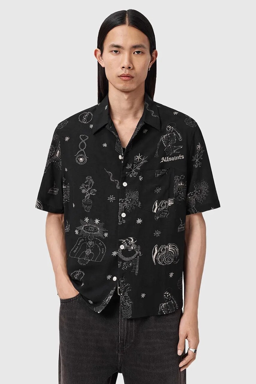 Košeľa s prímesou ľanu AllSaints TERRA