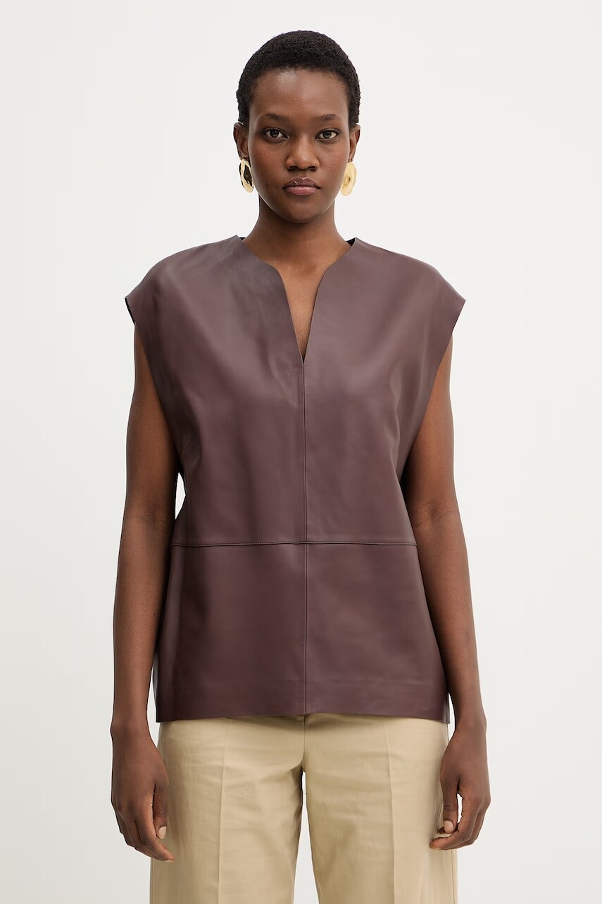 Kožená blúzka BOSS Suna