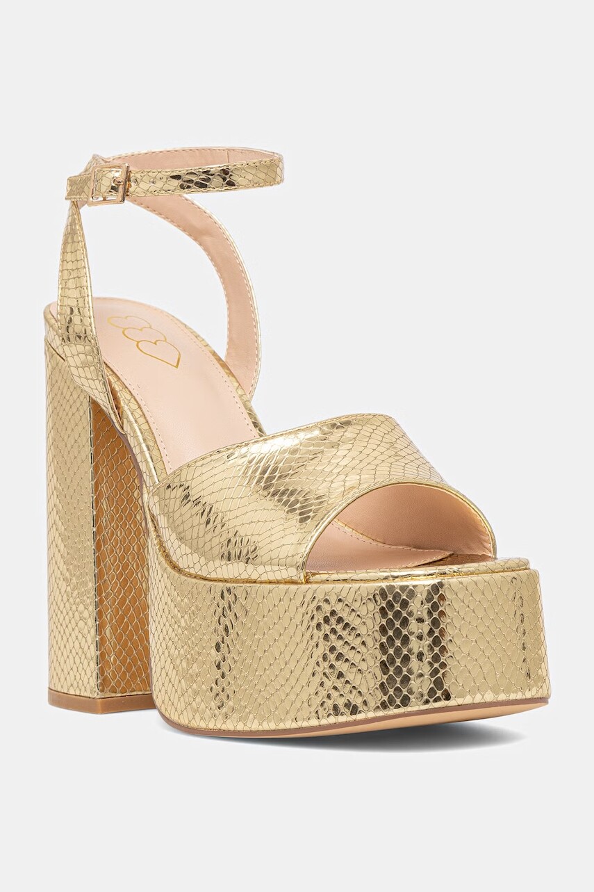 Sandále Koi Footwear Shonen Gold Lizard Platform Heels