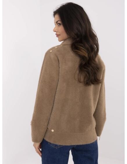 Tmavobežová bunda z alpaky so zipsom