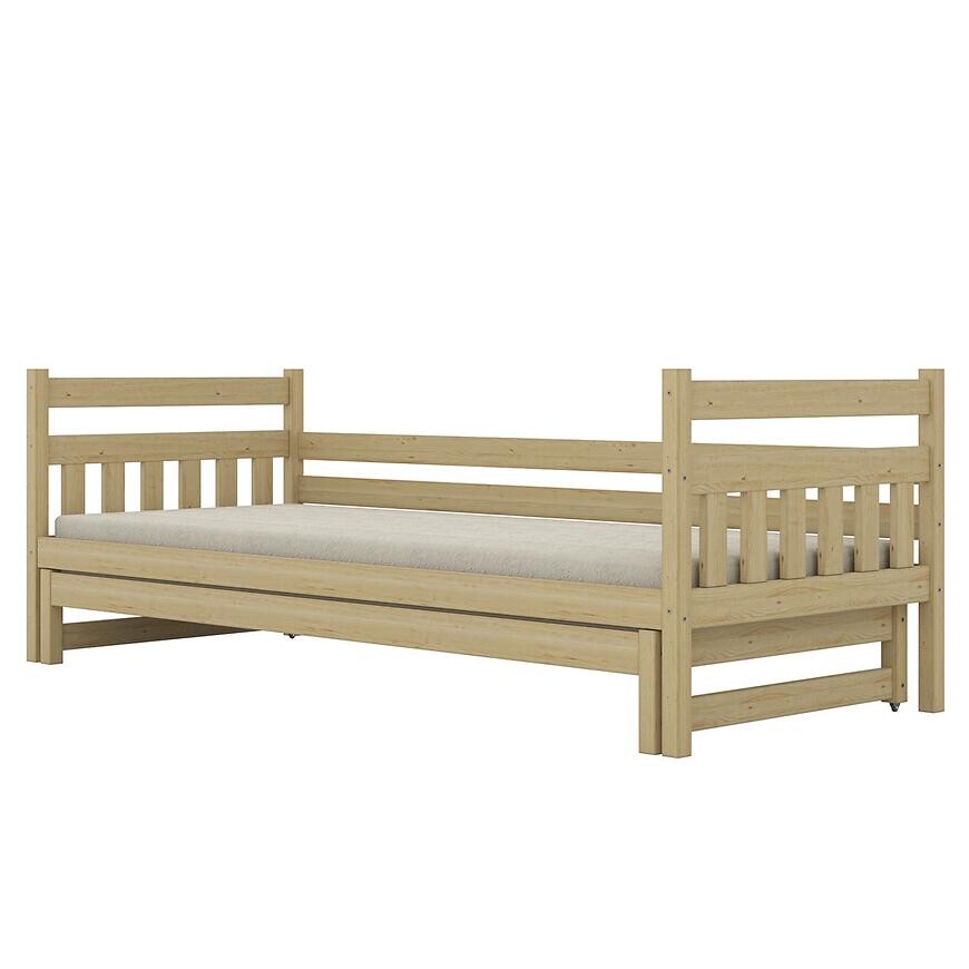 Posteľ Dawid s prístelkou 80x180 prírodná, nelakovaná