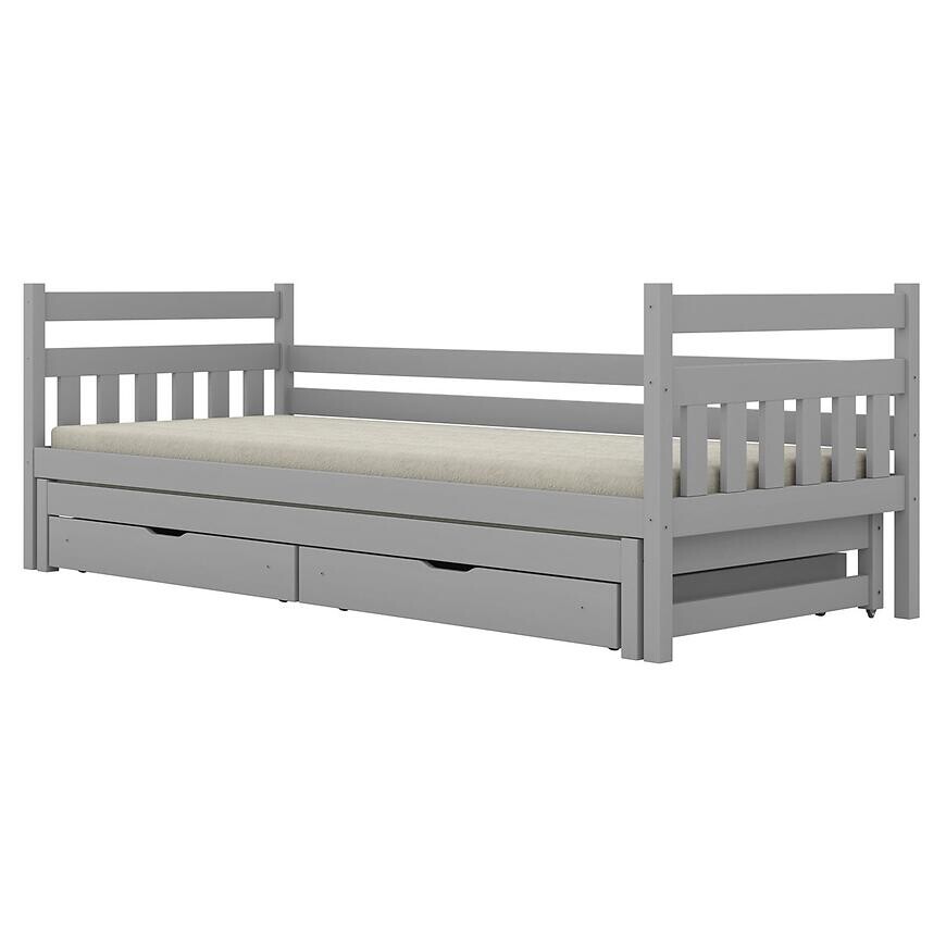 Posteľ Dawid s prístelkou + zásuvky 80x200 sivá