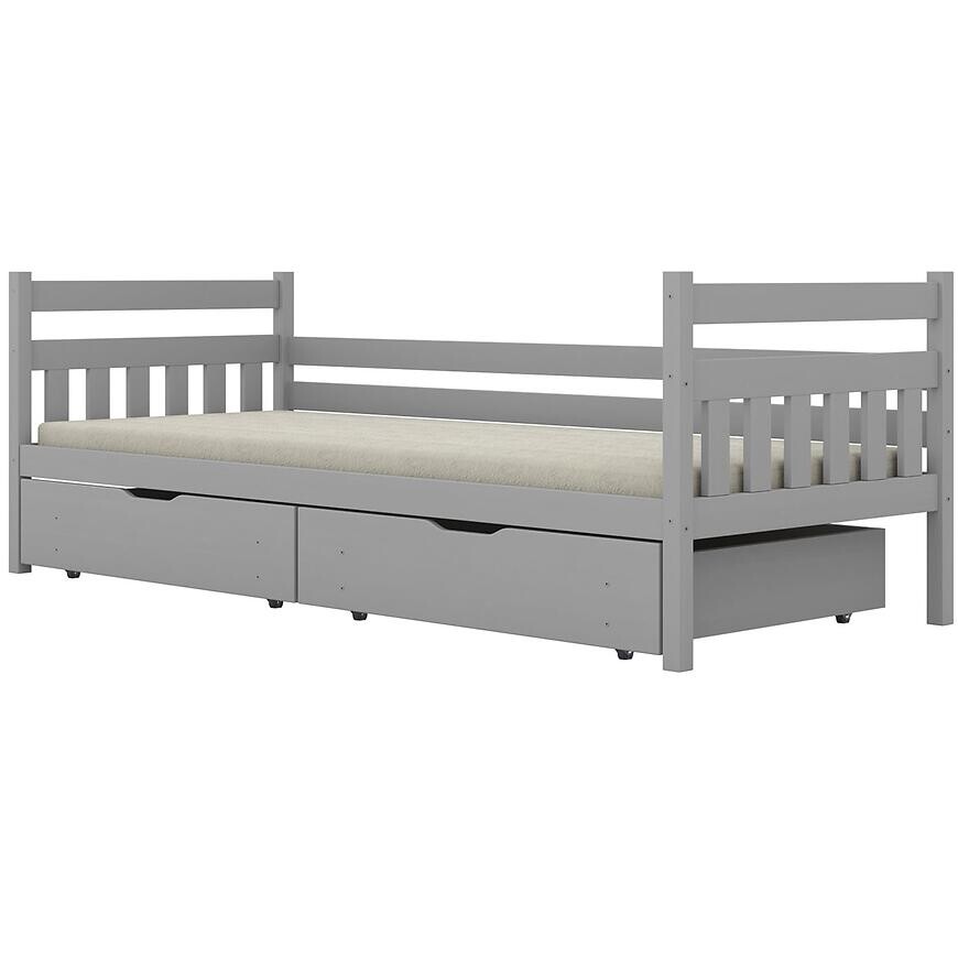 Posteľ Dawid veľké zásuvky 80x160 sivá
