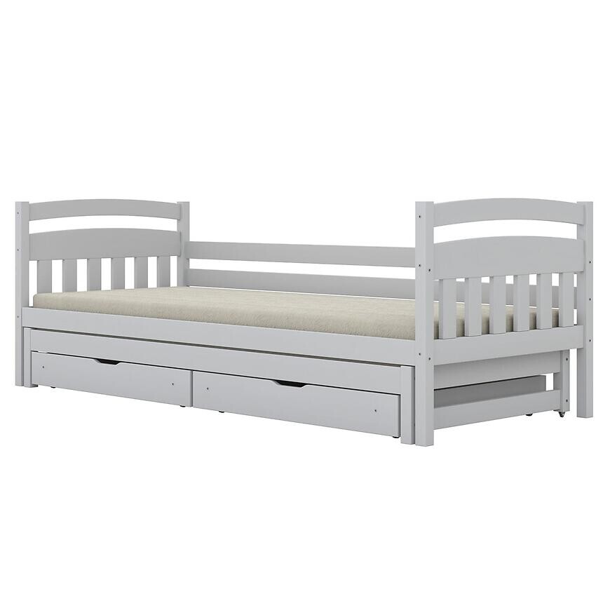 Posteľ Tosia s prístelkou + zásuvky 80x200 biela