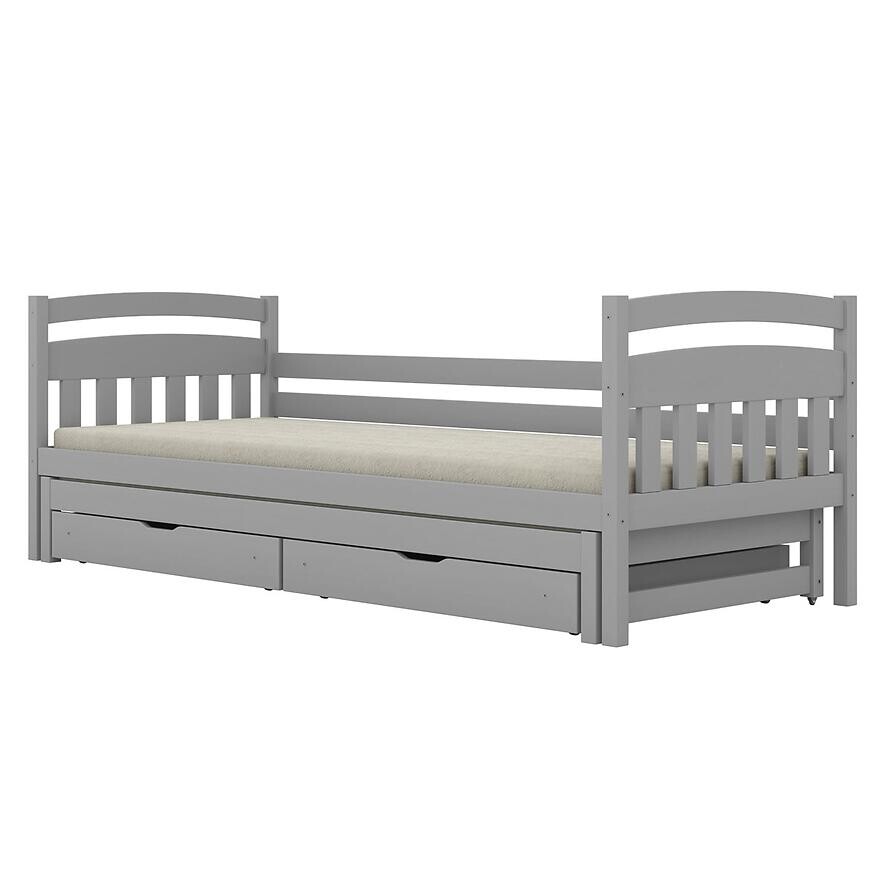 Posteľ Tosia s prístelkou + zásuvky 80x160 sivá