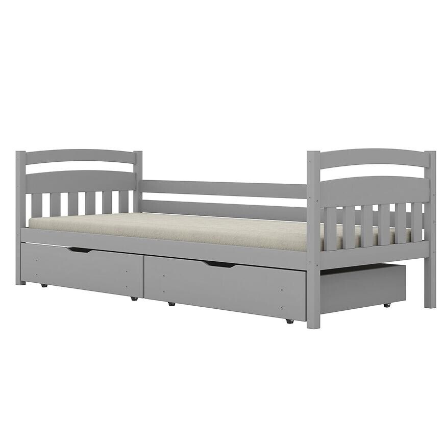 Posteľ Tosia veľké zásuvky 90x200 sivá