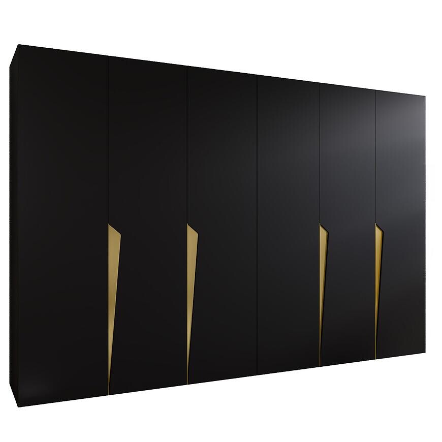 Skriňa Piano 1-300 (2x150) čierna/zlatá