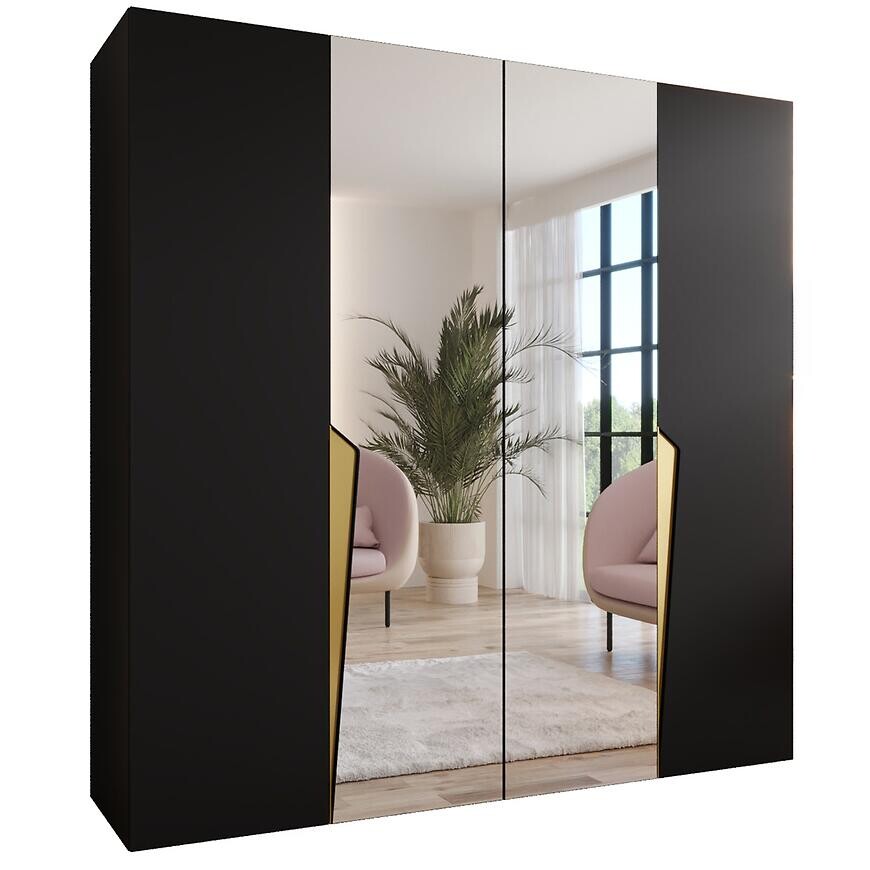 Skriňa Piano 2-200 čierna/zlatá