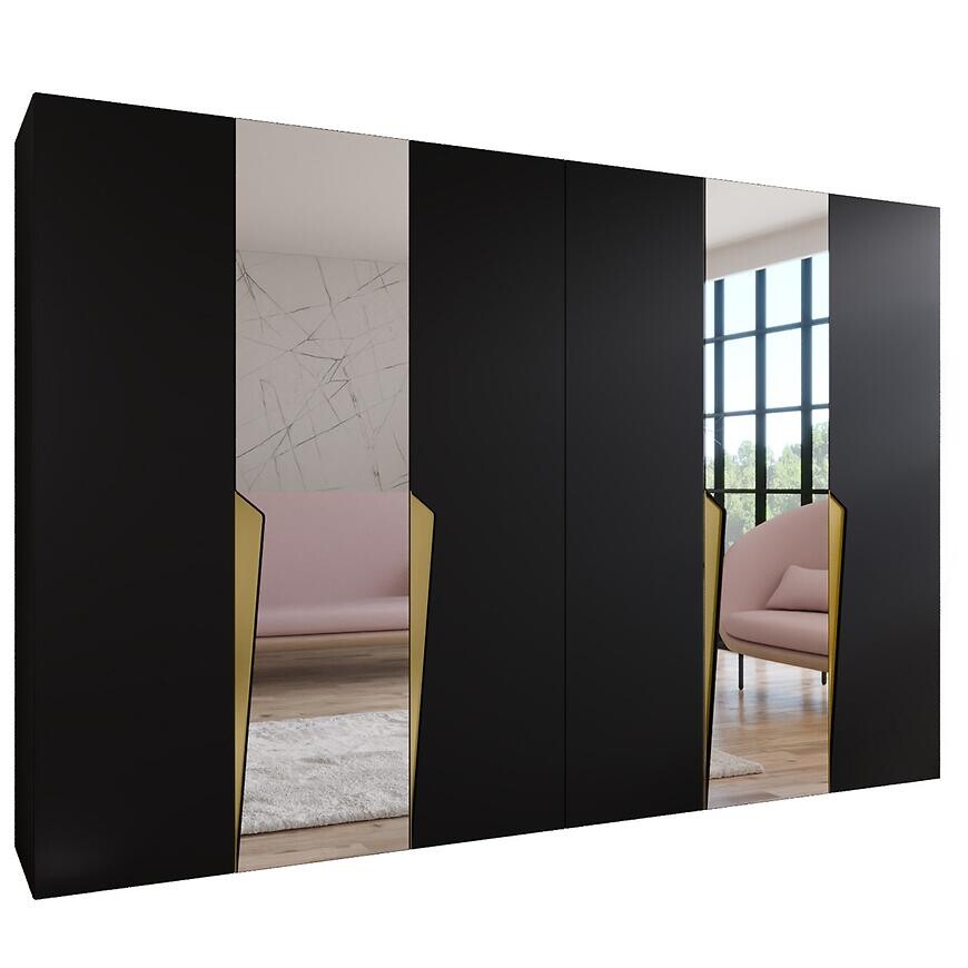 Skriňa Piano 2-300 (2x150) čierna/zlatá