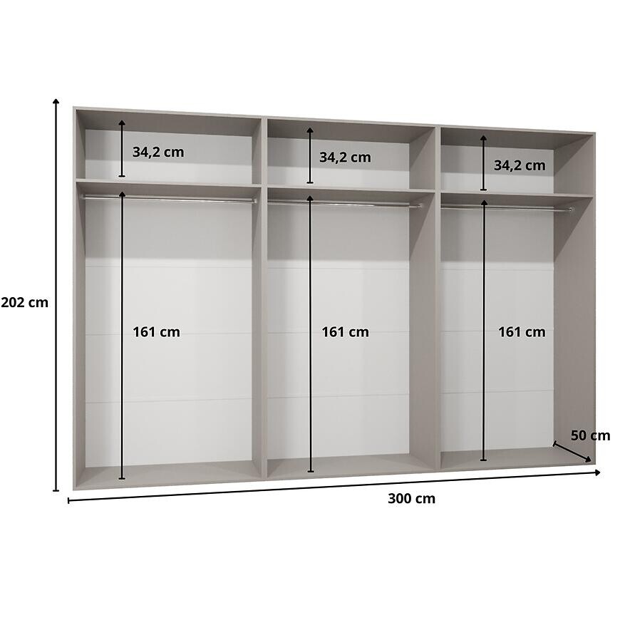 Skriňa Piano 2-300 (3x100) biela/kašmír