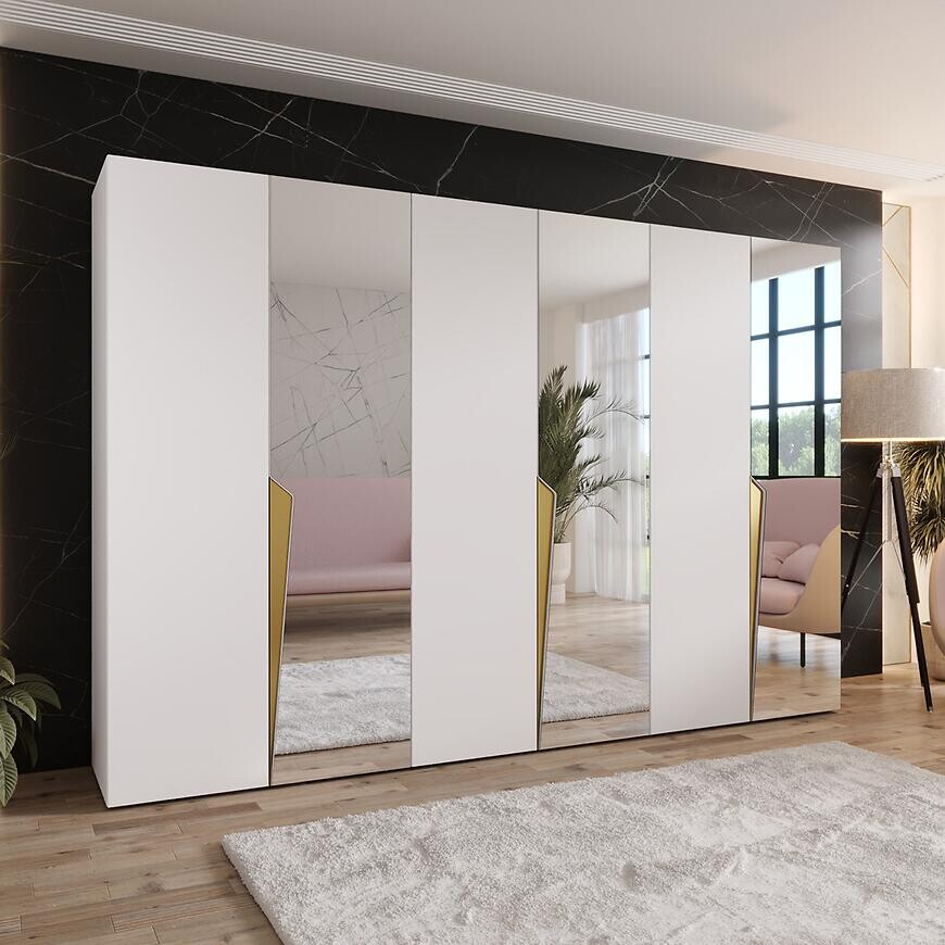 Skriňa Piano 2-300 (3x100) biela/zlatá