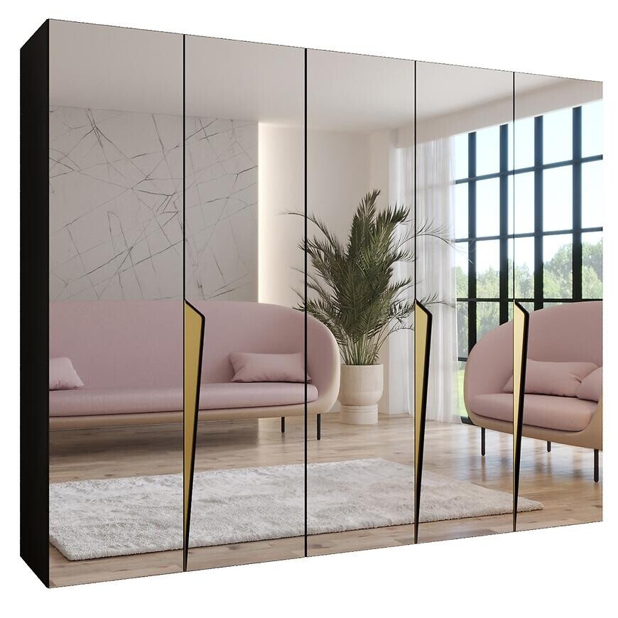 Skriňa Piano 3-250 čierna/zlatá