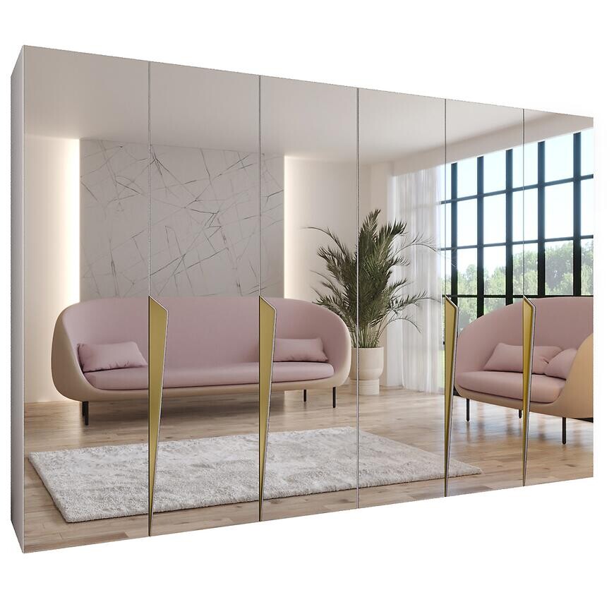 Skriňa Piano 3-300 (2x150) biela/zlatá