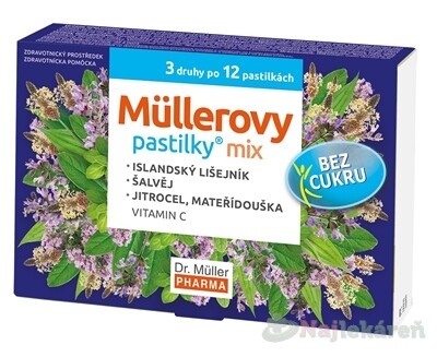 Müllerovy pastilky mix bez cukru 3 x 12 ks