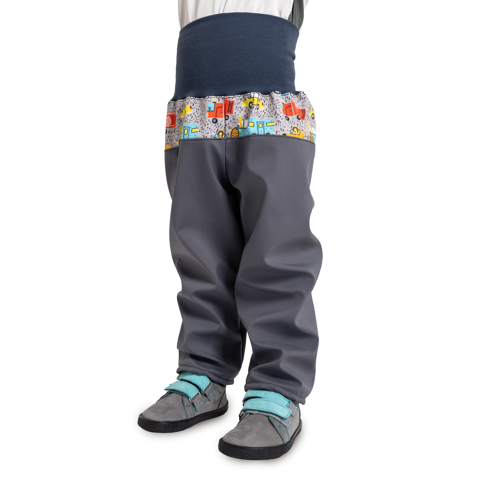 Unuo Unuo, Batoľacie softshellové nohavice s fleecom Basic, Tm. Šedá, ZOO na výlete Veľkosť: 98/104 8596227097999