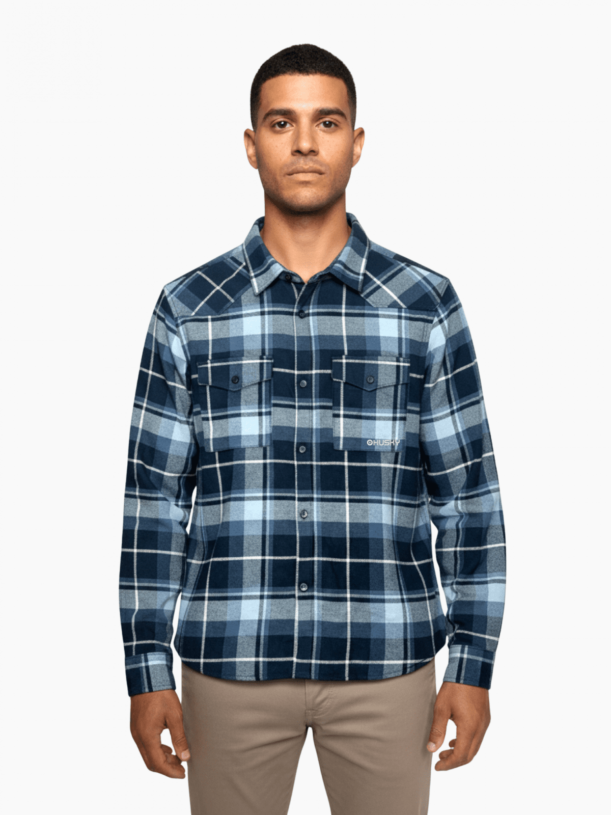 Husky Pánska flanelová košeľa Gaia M dark blue Veľkosť: L