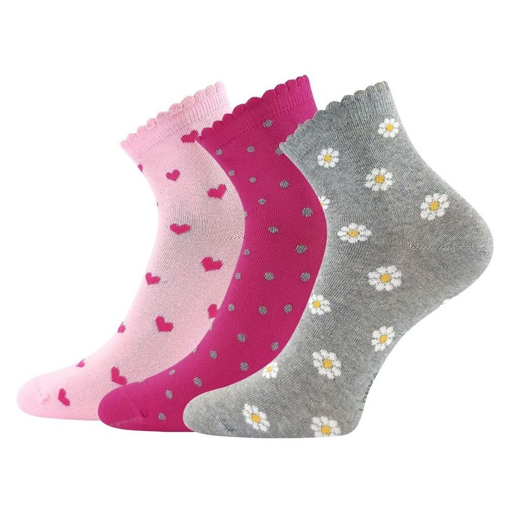 Fuski BOMA s. r. o. Nízke dievčenské ponožky s jemnými motívmi - 3 páry - 20-24