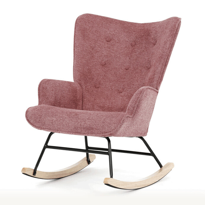 Štýlové hojdacie kreslo AK-373 PINK2 - Ružová látka pre maximálny komfort