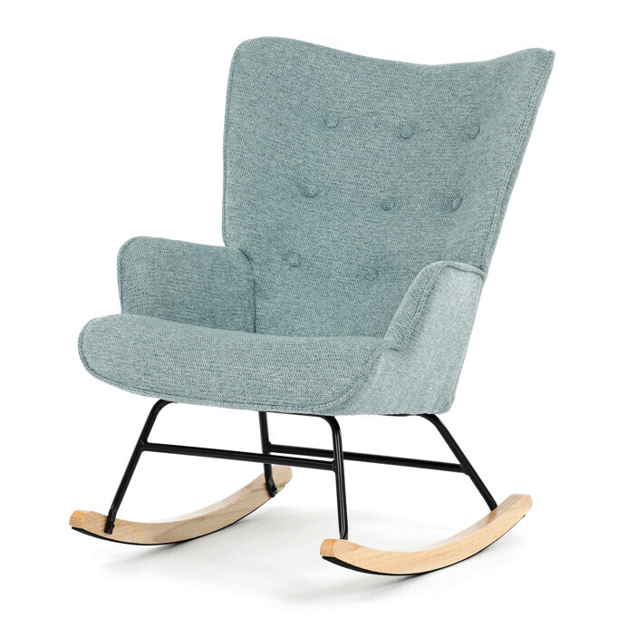 Štýlové modré hojdacie kreslo AK-373 BLUE2 s čalúnenými podrúčkami