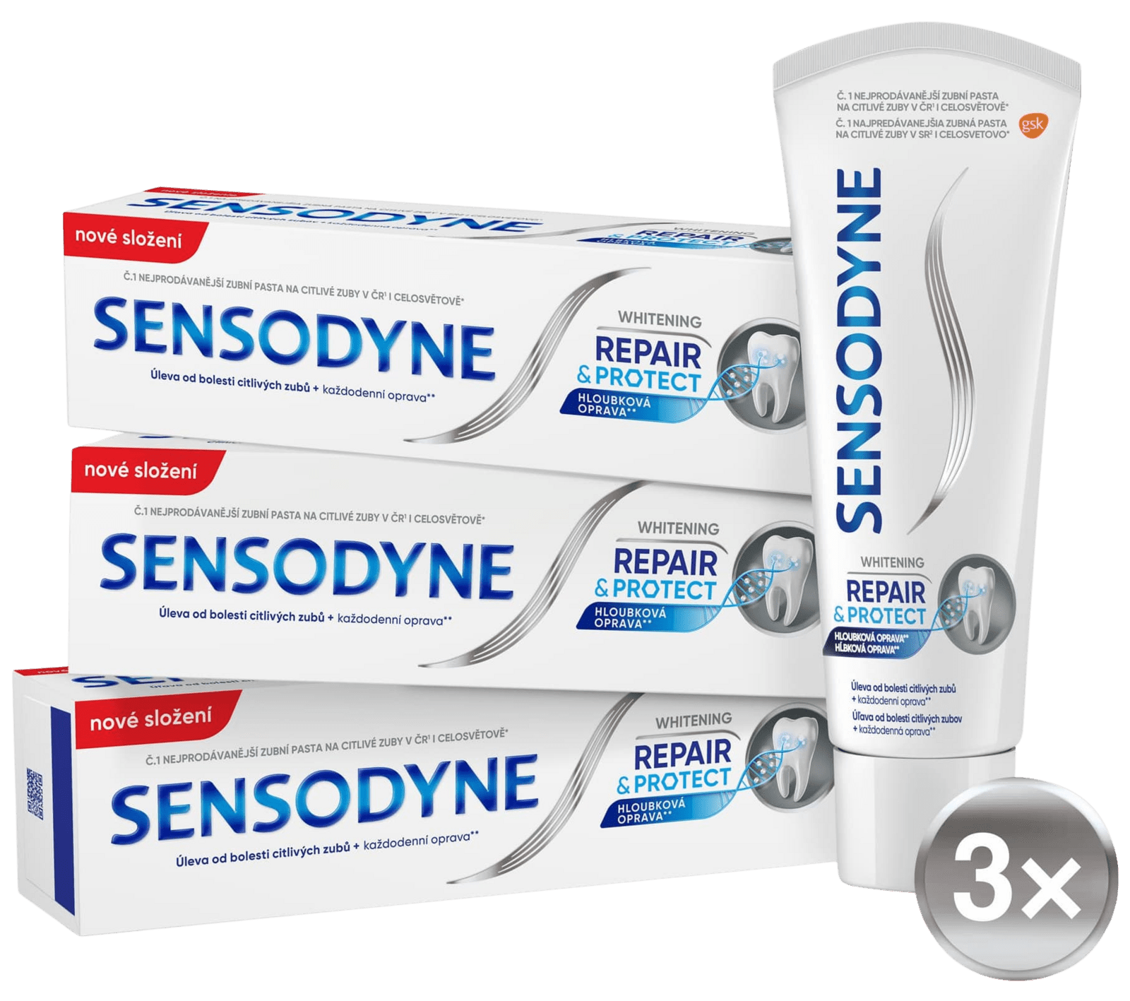 SENSODYNE Zubná pasta Repair & Protect whitening 3 x 75 ml