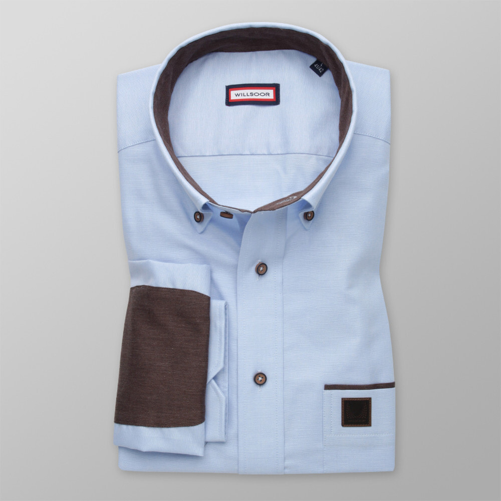 Pánska košeľa Slim Fit s hnedými kontrastnými prvkami 11617