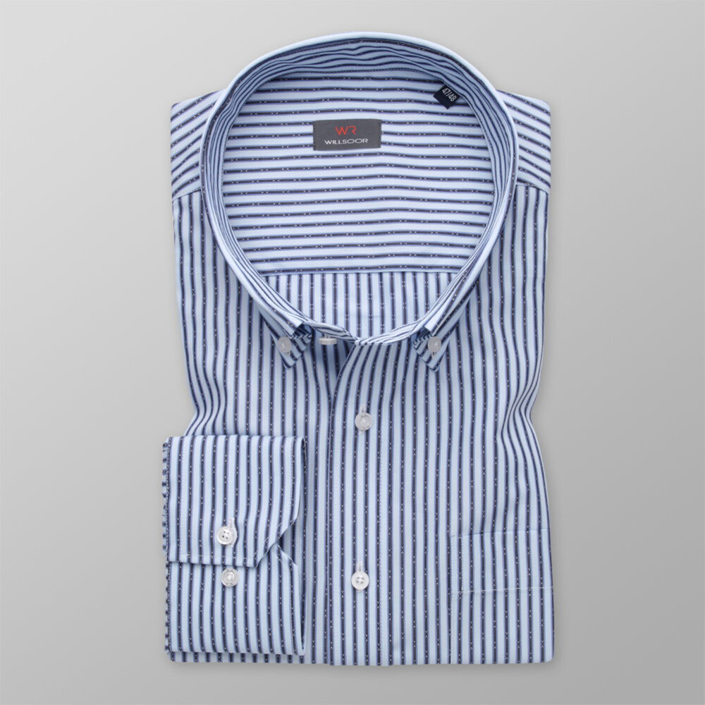 Pánska košeľa klasická bledo modrá s pruhovaným vzorom 11976