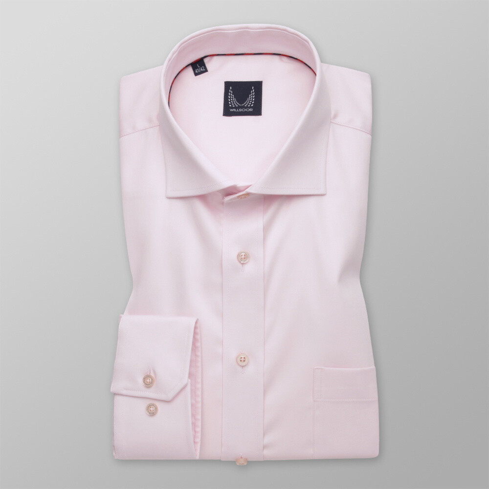 Pánska košeľa klasická svetlo ružová s hladkým vzorom 12255