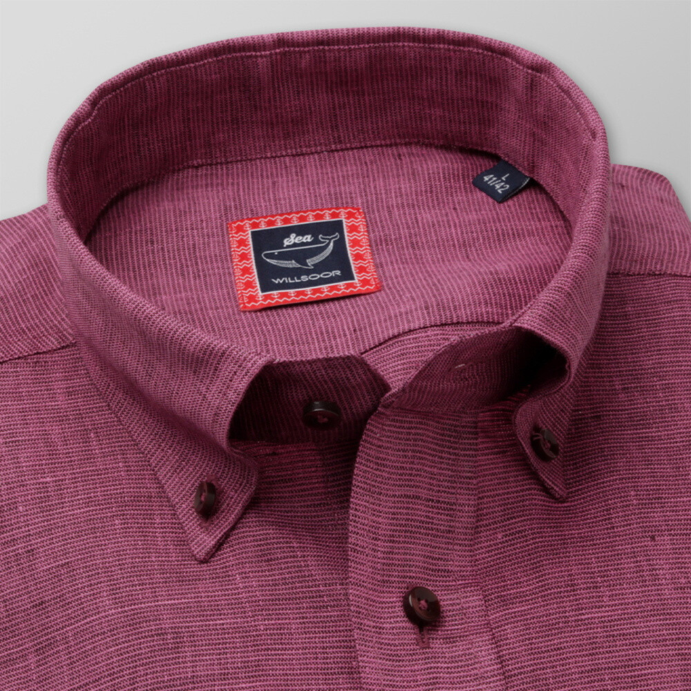 Pánska ľanová slim fit košeľa fialovej farby 12741