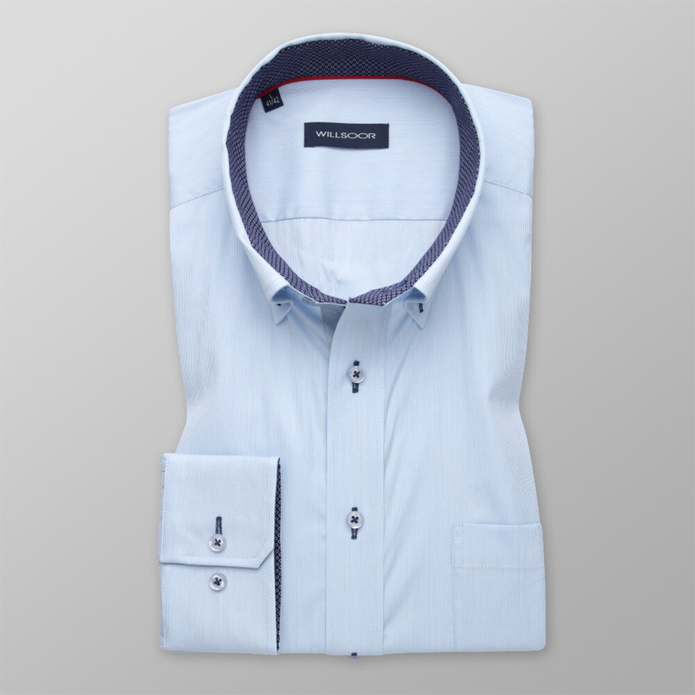 Pánska košeľa klasická modrá s kontrastnými prvkami 12945