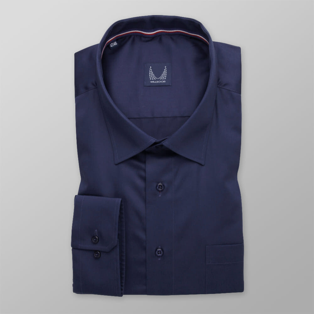 Pánska tmavomodrá košeľa klasického strihu 13066