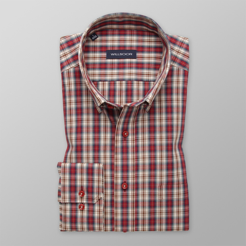 Klasická pánska košeľa s farebným károvaným vzorom 13708