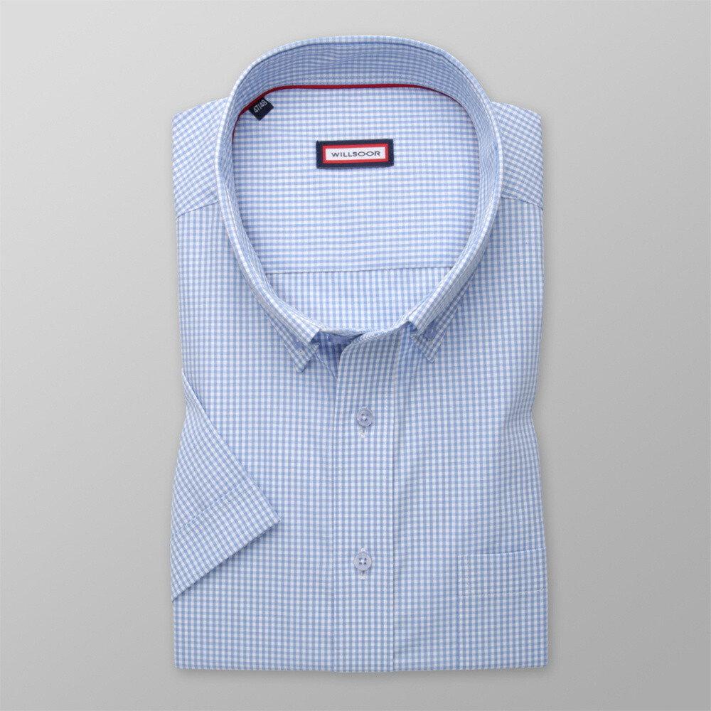 Klasická pánska košeľa svetlomodrá s károvaným vzorom 14018
