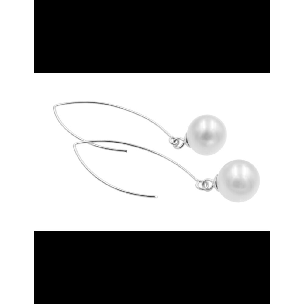 Strieborné náušnice s bielou perlou 19525