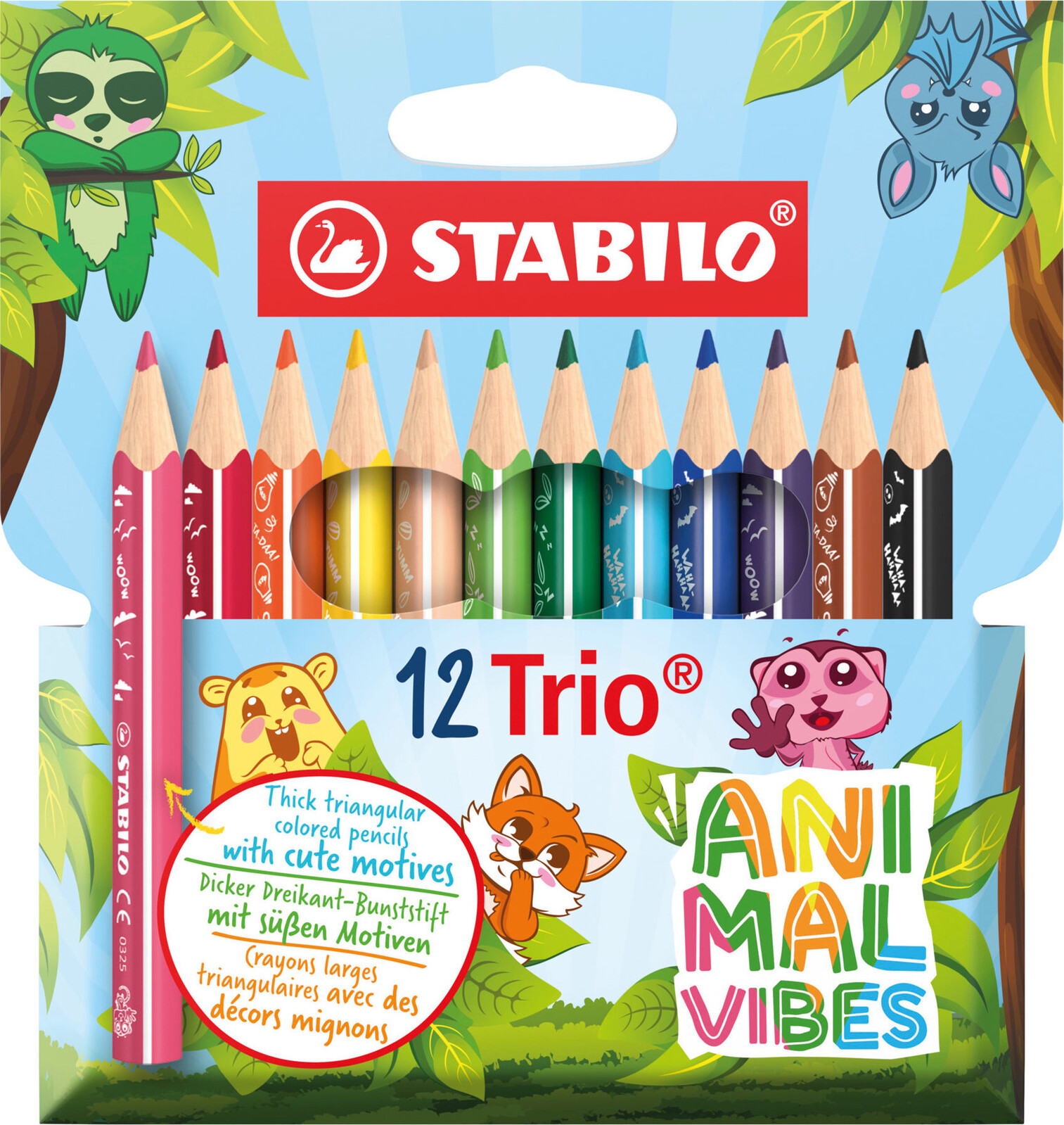 STABILO Trio thick Animal Vibes krátké 12 barev