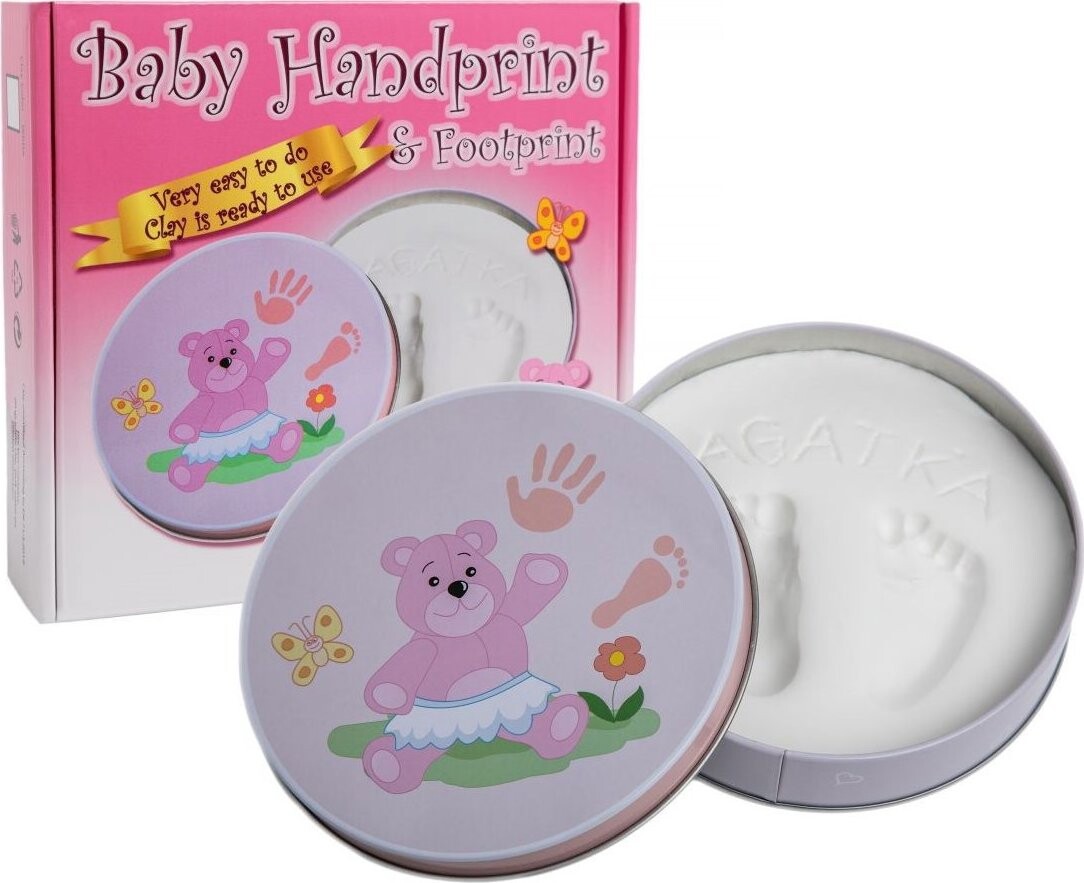 Tiny Memories Sada na otisky nožiček či ručiček v plechovce, dárková sada, růžová