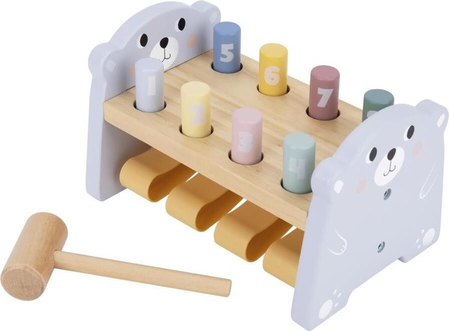 eliNeli Drevená zatĺkačka medvedík s číslami