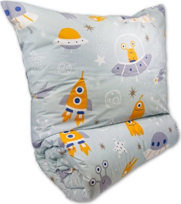 Brotex Krepové dětské povlečení do malé postýlky 90 × 135, 45 × 60 cm Vesmírné UFO