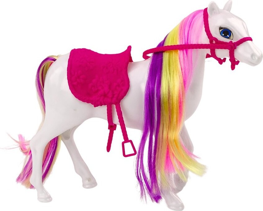 LEAN Toys 18209 Figurka koně - bílý kůň k česání se sedlem