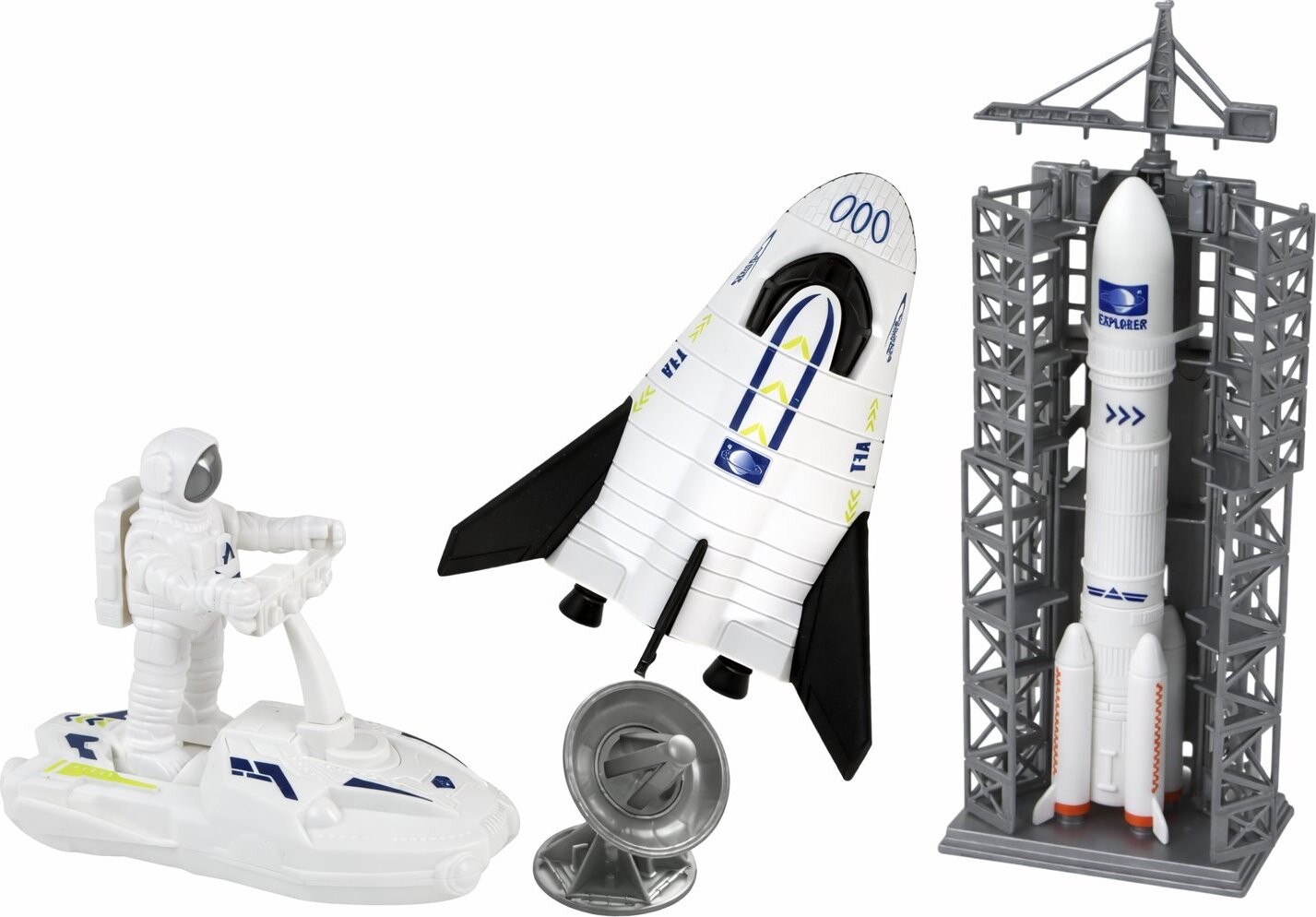LEAN Toys 16576 Kosmická mise sada 5 ks, raketa, astronaut, vesmírná loď