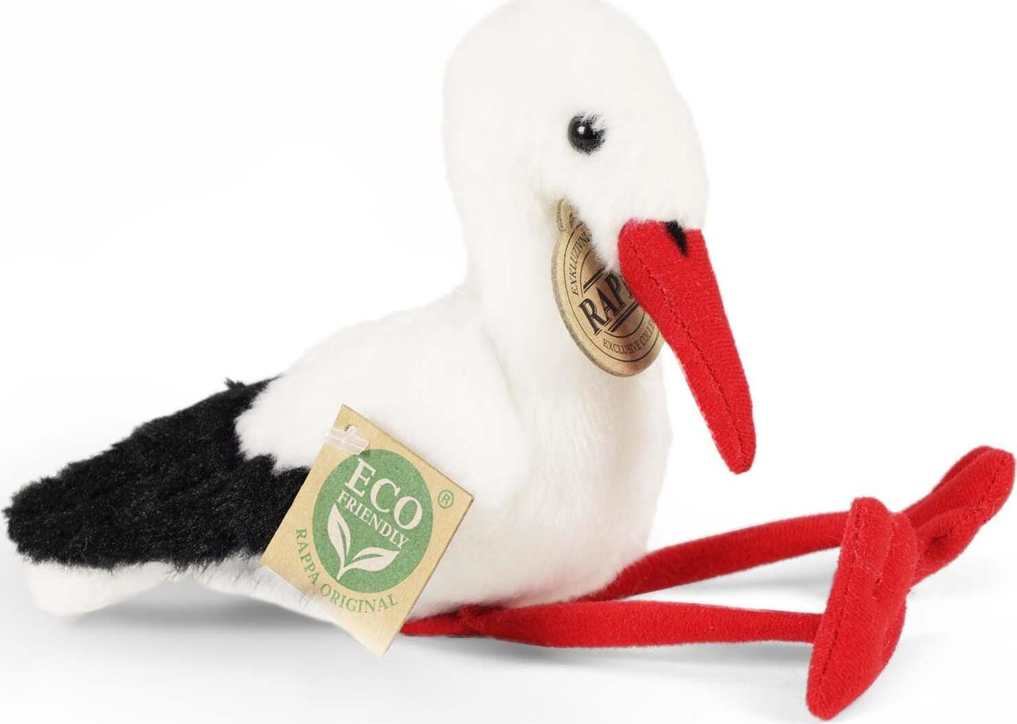 RAPPA Plyšový čáp 15 cm, Eco-Friendly