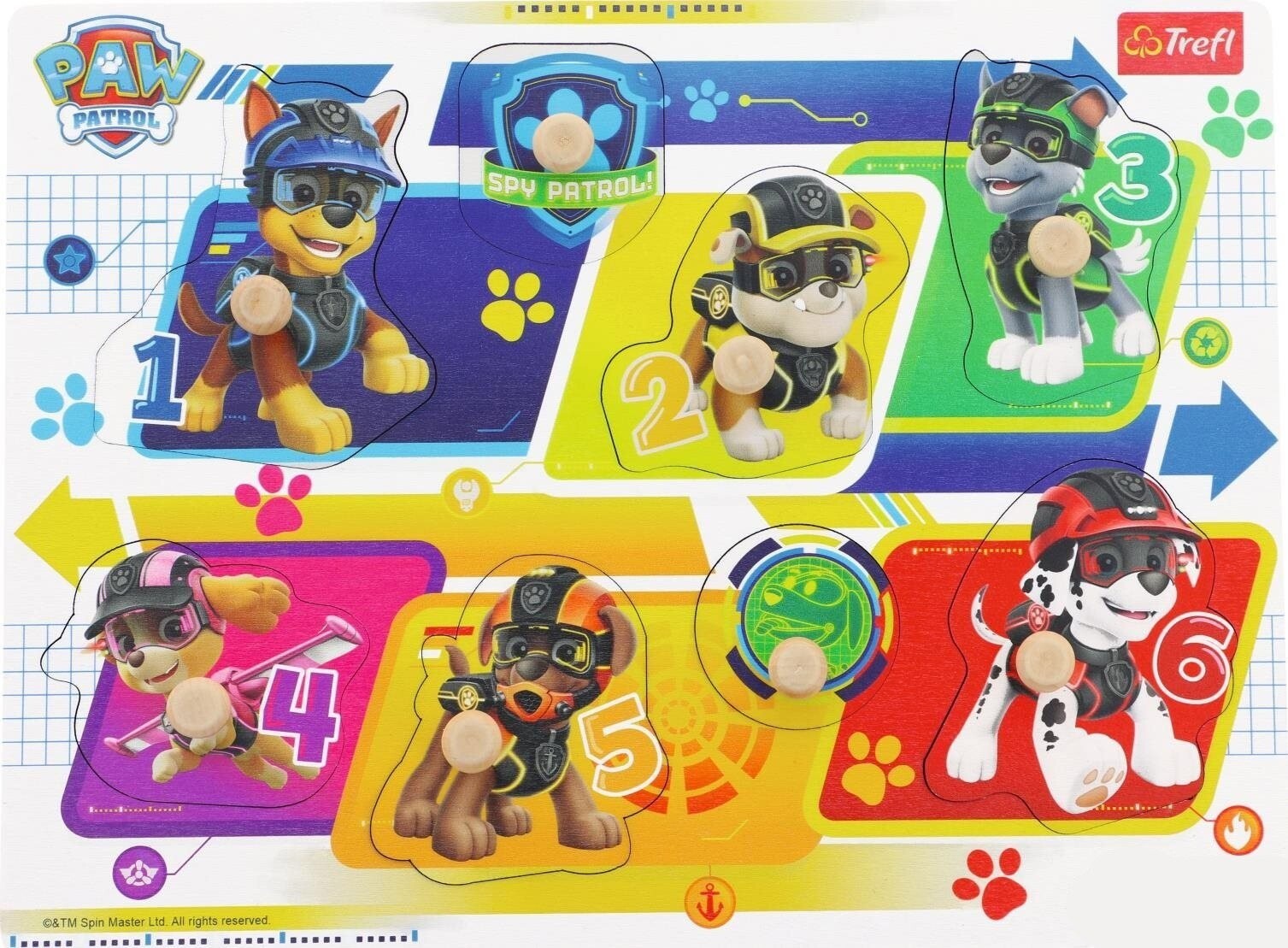 Trefl drevená vkladačka Labková patrola: špióni