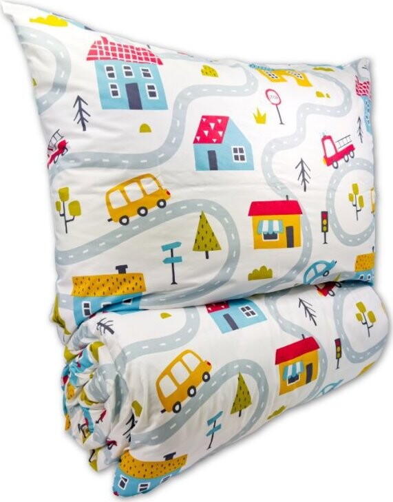 Brotex Krepové dětské povlečení do malé postýlky 90 × 135, 45 × 60 cm Městečko