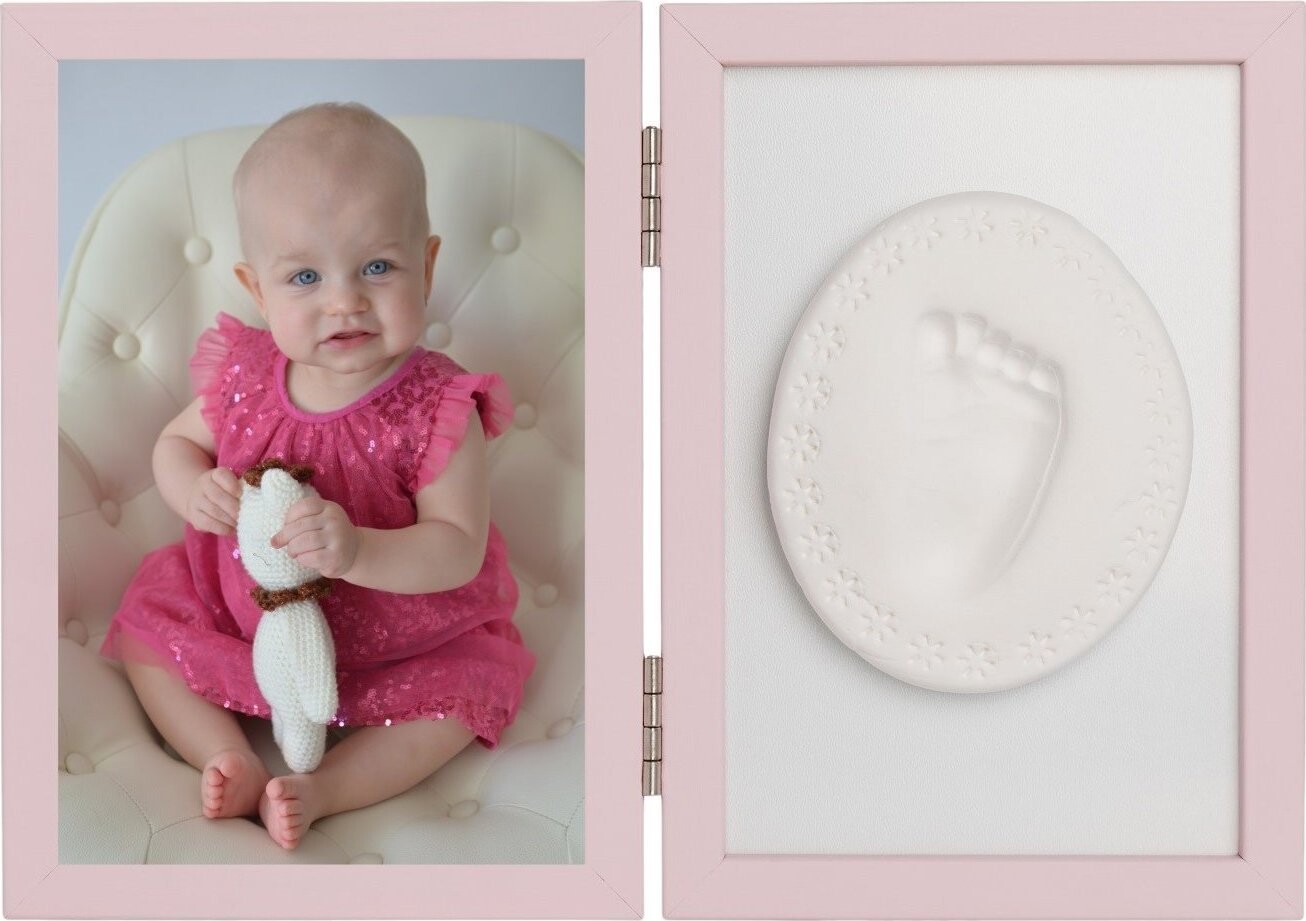 Tiny Memories Sada na otisk miminka - dvojitý rámeček s modelínou pro otisk ručičky nebo nožičky, rů