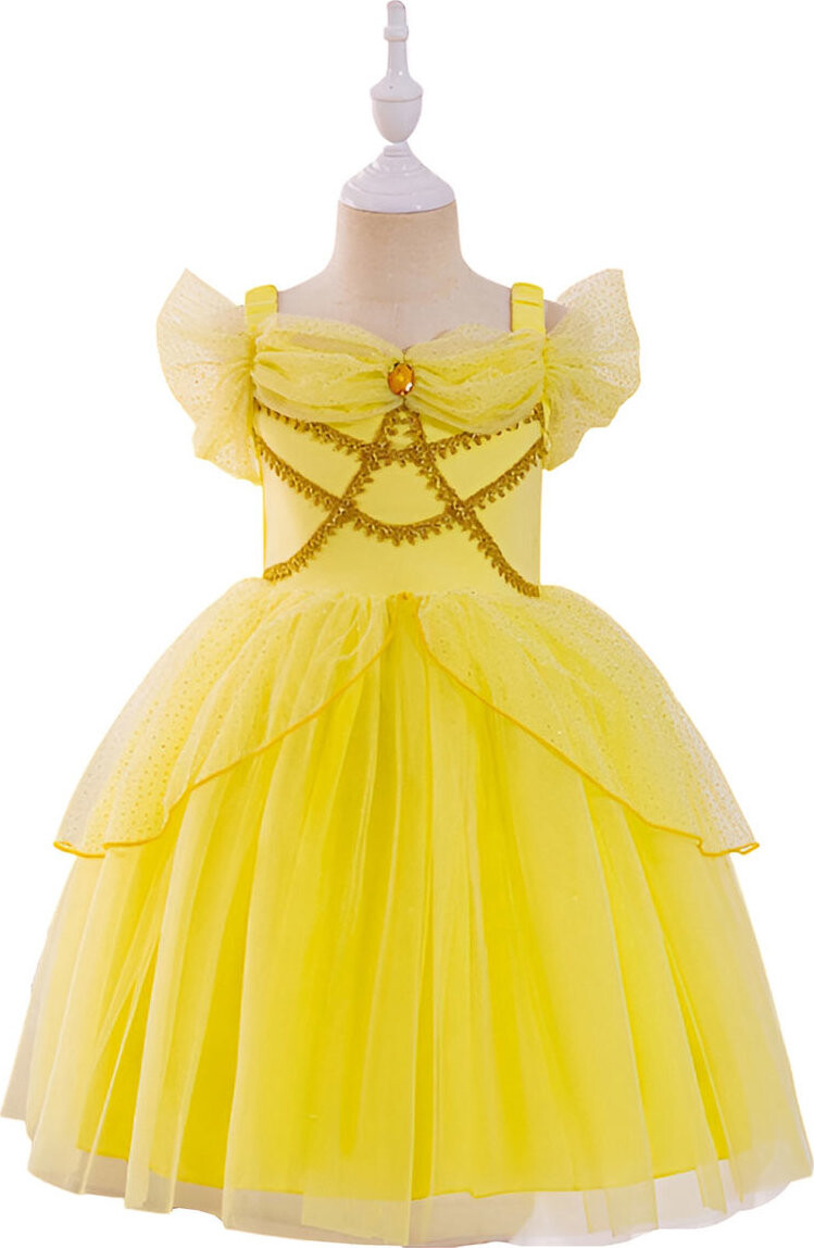 Princess Rozprávkové šaty s výšivkou žlté veľ. 116 – Princezná