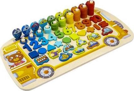 MG Wooden Montessori drevené puzzle, autobus