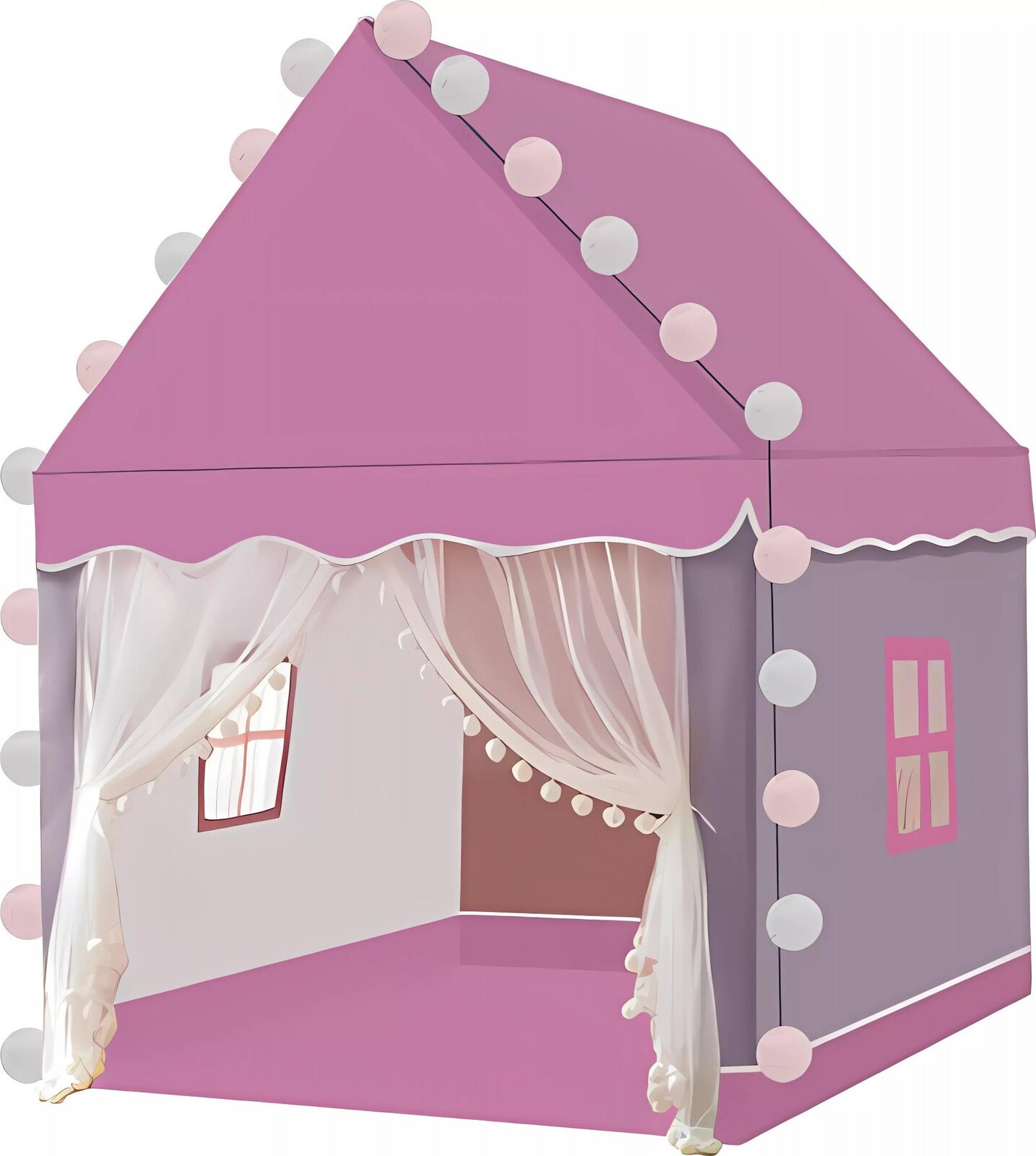 KRUZZEL 22653 Detský stan dievčenský so svetielkami ružový