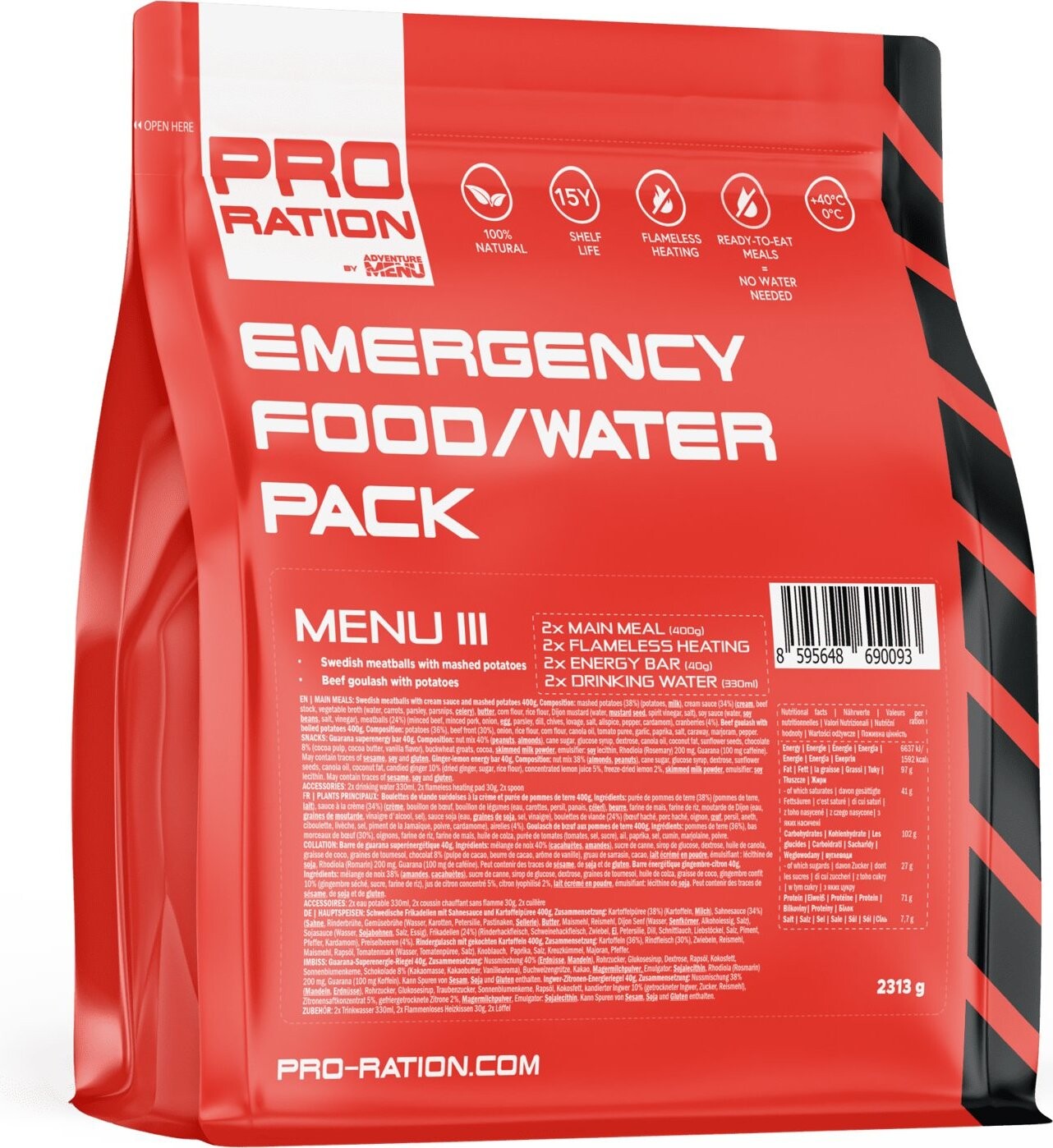 Adventure Menu Pro-Ration Emergency food pack menu III